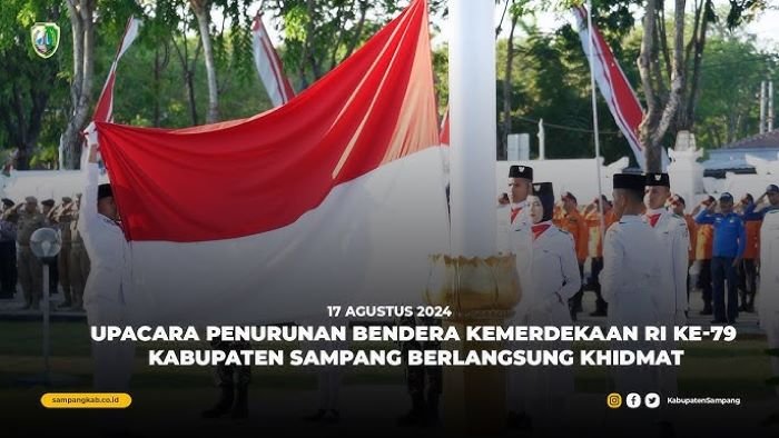 Upacara Penurunan Bendera Hari Proklamasi Kemerdekaan Republik Indonesia ke-79 Digelar dengan Khidmat dan Lancar Di Pemkab Sampang